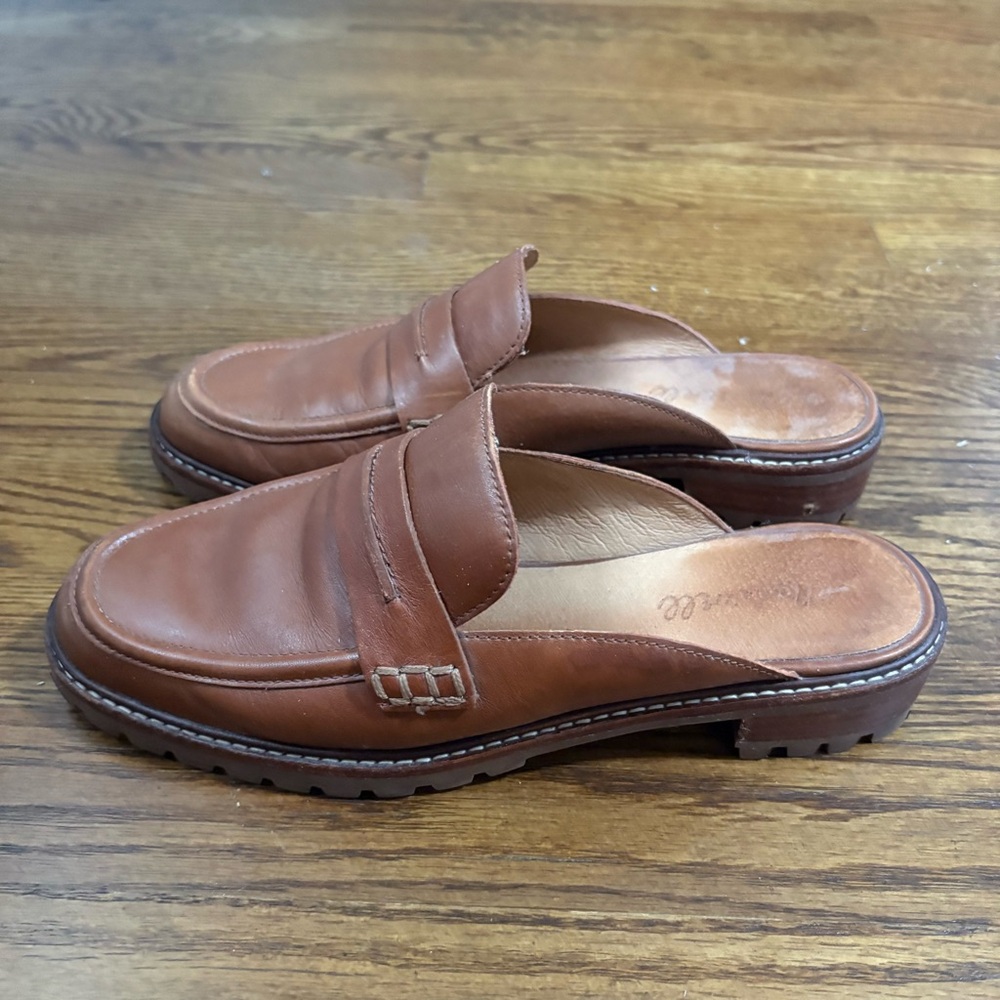 Madewell Tan Brown Leather Slip-On Mules
